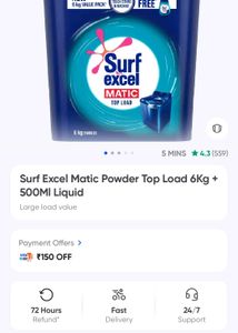 Surf Excel Matic Powder Top Load 6Kg