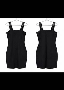 Chic Black Dress with Embellished Straps