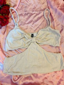Cute Cream Cut-Out Crop Top