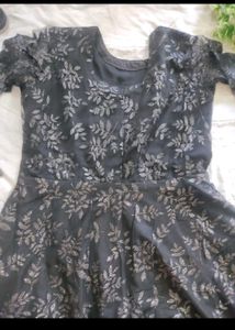 Black Floral Lace Midi Dress
