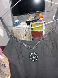 Black Embellished Camisole Top