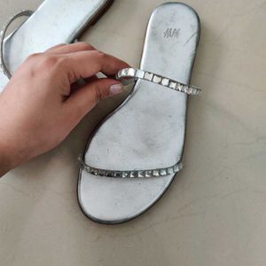 Sparkling Silver Flat Sandals