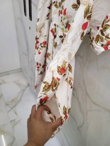 White Strawberry Print Mini Dress