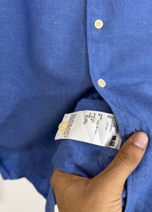 Men's Blue Linen Blend Shirt