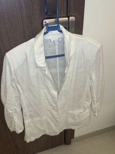 White Linen Blend Blazer