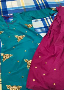 Teal & Magenta Embroidered Kurta Set