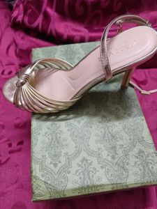 Golden Strappy Heeled Sandals