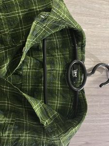 Green Plaid Button-Up Shirt