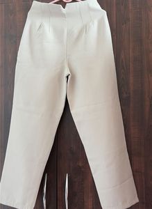 High-Waisted Beige Trousers