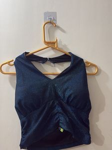 Sparkly Blue Halter Crop Top