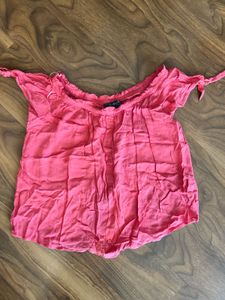 Cute Off-Shoulder Button-Up Top
