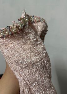 pink one shoulder dress with zipper