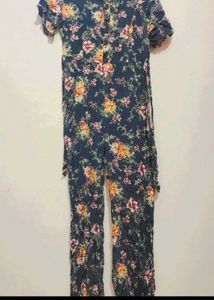 Grey Jumpsuit Multi Floral Print For 30 Bust