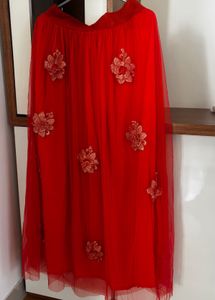 Stunning orange Embroidered Lehenga Skirt