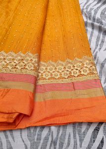 Orange Colour Stone Work Saree