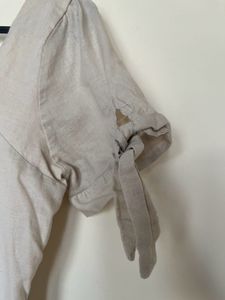Peplum Puff Tie Sleeve Top