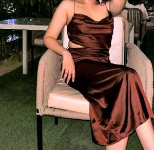 Brand New (Urbanic) Coffee Brown Satin Slip Dress