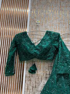 Stunning Emerald Green Embellished Lehenga Set