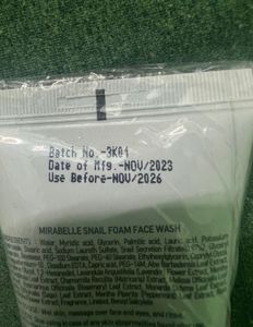 Mirabelle Cosmetics Korea "snail Foam FaceWash"