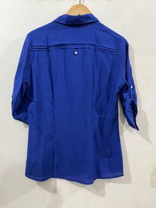 H&amp;M Royal Blue Pleated Detail Shirt