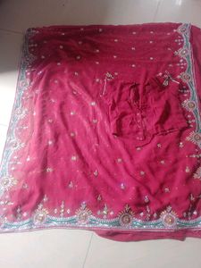 Stunning Embroidered maroon Saree