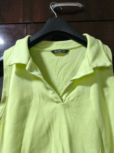 Zudio Lime Green Collared Crop Top