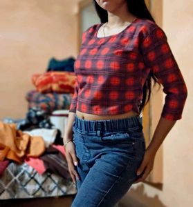 Red Plaid Crop Top
