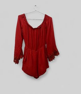 Red Off-Shoulder Romper Size S