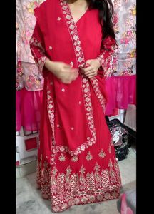 Stunning Red Zari And sequence work Bridle suite