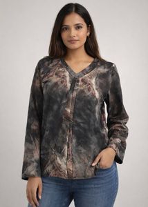 Stylish Printed V-Neck Tunic Top