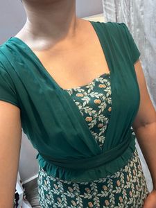 Green Floral Print Midi Dress