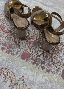 Sparkling Block Heels Sandals