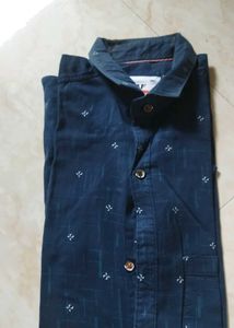 Men's Blue Printed Casual Shirt