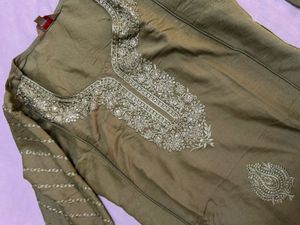Embroidered Kurta with lace Pant & Dupatta