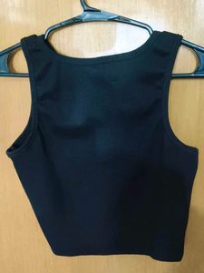 Black Ribbed Crop Tank Top