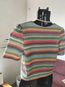 Colorful Striped Cropped Cardigan