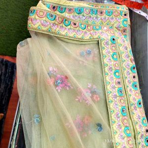 Stunning Embroidered  yellow  Lehenga Choli Set