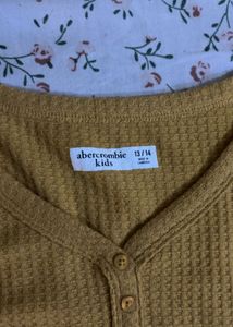 Abercrombie Yellow baby doll Ribbed top