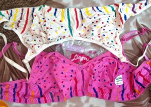 Combo of Heart Print Bra Set