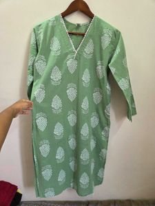 Green Printed Kurta
