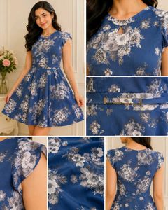Blue Floral Print Dress
