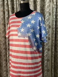 American Flag Print Tunic Top