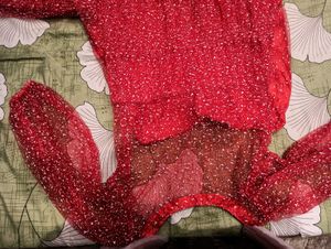 Red sharara set