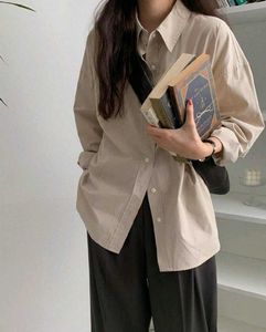 Korean Pintrest Stylish Beige Button-Up Shirt