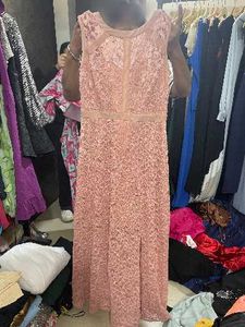 Elegant Lace Gown with Slit