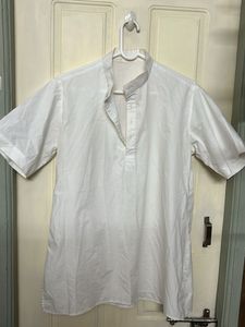 White Cotton Blend Casual Kurta