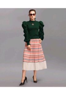 Stylish Green Top with Puffed Sleeves