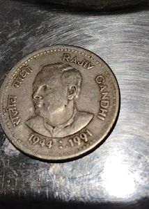 Old Rs100 Currency Note + 5 indian COINS