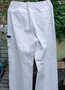 White Distressed Wide-Leg Jeans