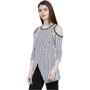 Women's Chic Striped Cold Shoulder Top